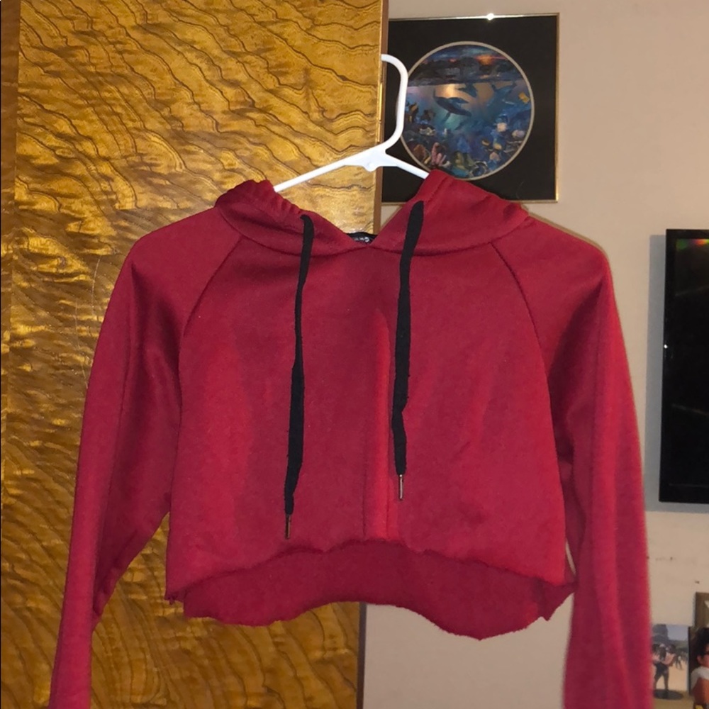UO cropped red hoodie